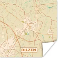PosterMonkey Poster Kaart - Plattegrond - Vintage - Bilzen - Stadskaart - 100x100 cm XXL