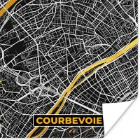 PosterMonkey Poster Plattegrond – Kaart – Stadskaart – Frankrijk – Courbevoie - 100x100 cm XXL