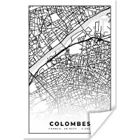 PosterMonkey Poster Stadskaart - Colombes - Plattegrond - Kaart - Frankrijk - Zwart wit - 20x30 cm