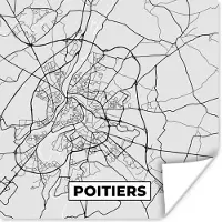 PosterMonkey Poster Stadskaart - Frankrijk - Kaart - Poitiers - Plattegrond - 100x100 cm XXL