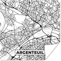 PosterMonkey Poster Plattegrond - Argenteuil - Kaart - Frankrijk - Stadskaart - Zwart wit - 100x100 cm XXL