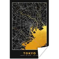 PosterMonkey Poster Tokyo - Stadskaart - Goud - Plattegrond - Kaart - 120x180 cm XXL