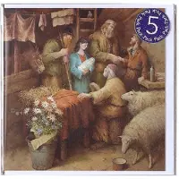 Art Revisited 5x Kerstkaarten stal met envelop - Luxe kaart 15x15 cm- Marius van Dokkum kerststal