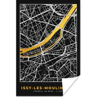 PosterMonkey Poster Plattegrond – Kaart – Stadskaart – Frankrijk – Issy-les-Moulineaux - 120x180 cm XXL
