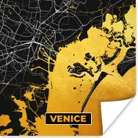 PosterMonkey Poster Kaart - Venetië - Goud - Plattegrond - Stadskaart - 50x50 cm