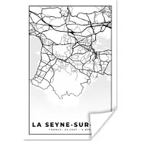 PosterMonkey Poster Plattegrond - La Seyne-sur-Mer - Kaart - Frankrijk - Stadskaart - Zwart wit - 20x30 cm