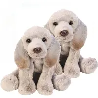 Suki Gifts 2x stuks pluche Weimaraner grijs knuffel hond 13 cm - Honden speelgoed knuffels