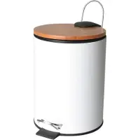Viking Choice Afvalbak badkamer 3L wit met bamboe deksel