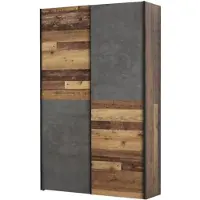Veriaffari.it Multifunctionele kast met 2 deuren - Decor van hout en grijs beton - L 120 x D 41,6 x H 190,5 cm - OZZULA