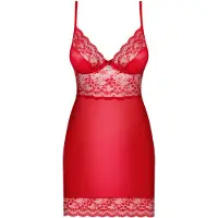 Obsessive Lovica - babydoll met kant en string - rood - 2XL