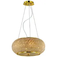 Ideal Lux Hanglamp kristal Pasha, dimbaar, messing / goud, Woon-/ Eetkamer, metaal, hanglamp