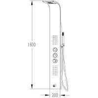 Creavit Douchepaneel Amaro 160x20x7cm RVS Thermostaatkraan Regendouche Massagejets Onderuitloop