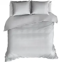 Romanette Dekbedovertrek Duchesse Zilver Wit Flanel-240 x 200 / 220 cm | Lits-Jumeaux