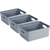 Sunware Opbergbox Sigma - 3x - kunststof - donkerblauw - 24 liter - Opbergbakken/opbergers - 45 x 35 x 18 cm