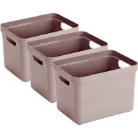 Sunware Opbergbox Sigma - 3x - kunststof - roze - 18 liter - Opbergbakken/opbergers - 35 x 25 x 25 cm
