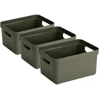 Sunware Opbergbox Sigma - 3x stuks - kunststof - donkergroen - 13 liter - Opbergbakken/opbergers - 35 x 25 x 18 cm