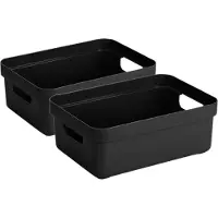 Sunware Opbergbox - 8x - kunststof - zwart - 9 liter - Opbergbakken - Opbergmanden