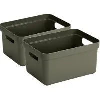 Sunware Opbergbox Sigma - 8x stuks - kunststof - donkergroen - 5 liter - Opbergbakken/opbergers - 25,2 x 18 x 12,2 cm