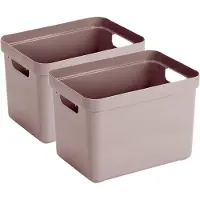 Sunware Opbergbox Sigma - 4x - kunststof - roze - 18 liter - Opbergbakken/opbergers - 35 x 25 x 25 cm