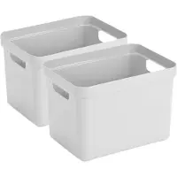Sunware Opbergbox Sigma - 4x - kunststof - wit - 18 liter - Opbergbakken/opbergers - 35 x 25 x 25 cm