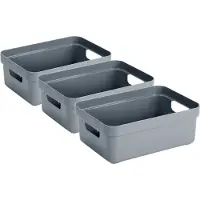 Sunware Opbergbox - 3x - kunststof - blauwgroen - 9 liter - Opbergbakken - Opbergmanden
