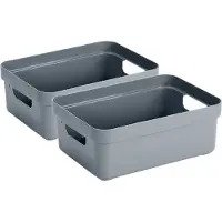 Sunware Opbergbox - 4x - kunststof - blauwgroen - 9 liter - Opbergbakken - Opbergmanden