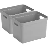 Sunware Opbergbox Sigma - 4x - kunststof - grijs - 18 liter - Opbergbakken/opbergers - 35 x 25 x 25 cm