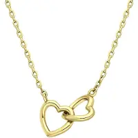 Lucardi Dames Ketting met hanger 2 harten - Echt Zilver - Ketting - Cadeau - 42 cm - Goudkleurig