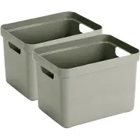 Sunware Opbergbox Sigma - 8x - kunststof - lichtgroen - 18 liter - Opbergbakken/opbergers - 35 x 25 x 25 cm