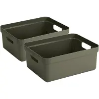 Sunware Opbergbox Sigma - 8x - kunststof - donkergroen - 24 liter - Opbergbakken/opbergers - 45 x 35 x 18 cm