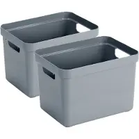 Sunware Opbergbox Sigma - 8x - kunststof - blauw/grijs - 18 liter - Opbergbakken/opbergers - 35 x 25 x 25 cm