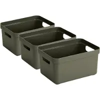 Sunware Opbergbox Sigma - 3x stuks - kunststof - donkergroen - 5 liter - Opbergbakken/opbergers - 25,2 x 18 x 12,2 cm