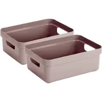 Sunware Opbergbox - 4x - kunststof - roze - 9 liter - Opbergbakken - Opbergmanden