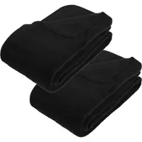 Atmosphera Grote Fleece bank deken/fleece plaid - 2x - zwart - 180 x 230 cm - polyester