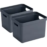 Sunware Opbergbox Sigma - 4x - kunststof - donkerblauw - 18 liter - Opbergbakken/opbergers - 35 x 25 x 25 cm