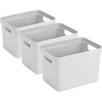 Sunware Opbergbox Sigma - 3x - kunststof - wit - 18 liter - Opbergbakken/opbergers - 35 x 25 x 25 cm