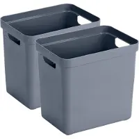 Sunware Opbergbox Sigma - 2x - kunststof - donkerblauw - 25 liter - Opbergbakken/opbergers - 35 x 25 x 36 cm