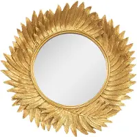 Clayre & Eef Spiegel Ø 25 cm Goudkleurig Kunststof Rond Passpiegel Wand spiegel Muur spiegel Goudkleurig Passpiegel