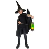 Espa Tovenaars verkleed cape/hoed - kinderen - zwart met sterren - Carnaval kostuum