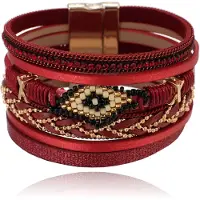 Deja Jewels Rode dames armband met kristal en goudkleurige details