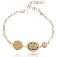 Deja Jewels Goudkleurige verstelbare dames armband met groen glassteen