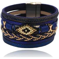 Deja Jewels Blauwe dames armband met kristal en goudkleurige details