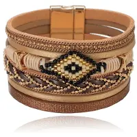 Deja Jewels Bruine dames armband met kristal en goudkleurige details