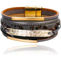 Deja Jewels Grijze dames armband dierenprint multilayer Bohemian stijl
