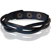 Stone Valley gevlochten leren armband Heren Donkerblauw