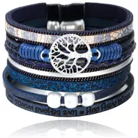 Deja Jewels Blauwe dames armband Ibiza stijl met kralen en levensboom