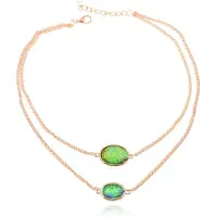 Deja Jewels Gelaagde goudkleurige verstelbare Boho stijl ketting met groene stenen