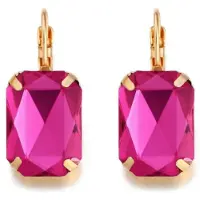 Deja Jewels Goudkleurige oorbellen voor dames met een grote paarse steen