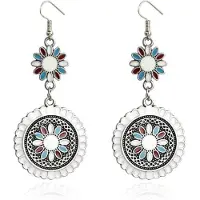 Deja Jewels Ronde dames oorhangers met bloemvorm Ibiza multicolor wit