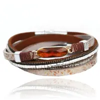 Deja Jewels Bruine Ibiza stijl dames armband met grote steen